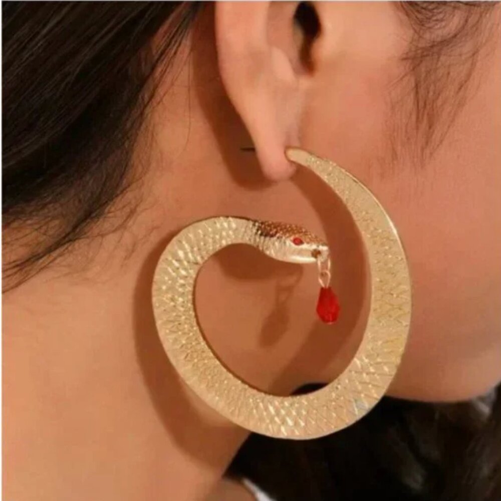 ⭐️❤️FREE Snake Hoop Rhinestone Boho Peasant Hipster Hippie Art Chic Hip Earrings
